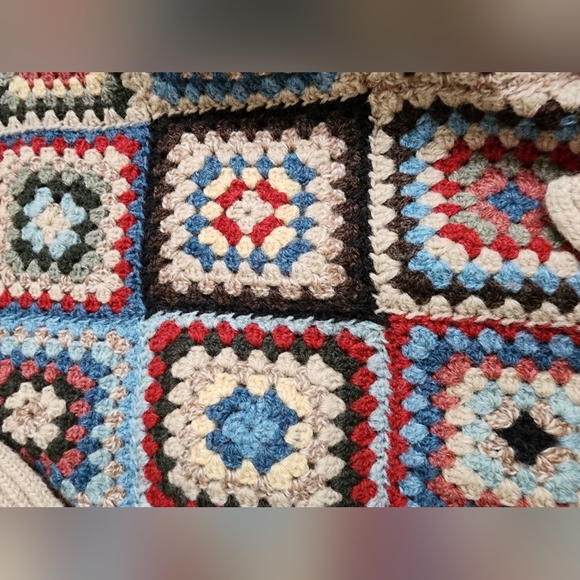 RARE Women's RALPH LAUREN Hand Knit Patchwork Crochet Lambs Wool Cardigan L Belt - Picture 4 of 9